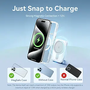 Power Bank Vention Magnetic, Ασύρματο, USB-C,20W 5000mAh, Γρήγορη φόρτιση - Ανθεκτικό υλικό - Λευκό