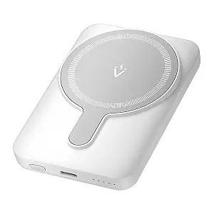 Power Bank Vention Magnetic, Ασύρματο, USB-C,20W 5000mAh, Γρήγορη φόρτιση - Ανθεκτικό υλικό - Λευκό