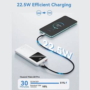 Power Bank Vention 10000mAh 22.5W με 2 Θύρες USB-A και Θύρα USB-C Μαύρο