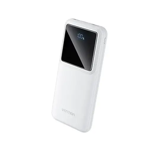 Power Bank Vention 10000mAh 22.5W με 2 Θύρες USB-A και Θύρα USB-C Λευκό