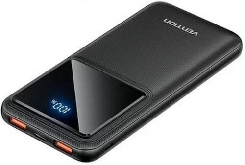 Power Bank Vention 10000mAh 22.5W με 2 Θύρες USB-A και Θύρα USB-C Μαύρο